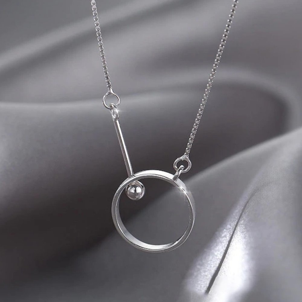*NEW 925 Sterling Silver Circle Bead Necklace